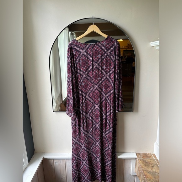 LULUS | Boho Burgundy Print dress | size Large - Picture 9 of 14